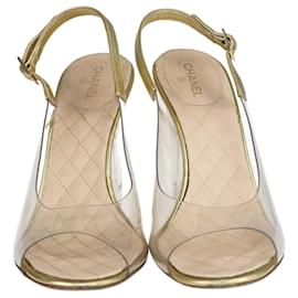 Chanel-Chanel gelb/Transparente Slingback-Sandalen mit CC-Logo -Gelb