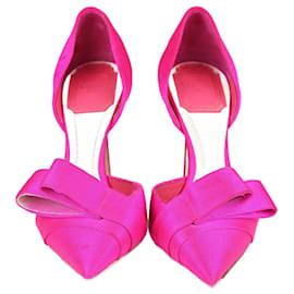Christian Dior-Zapatos de tacón con lazo D'Orsay en rosa neón Dior-Rosa