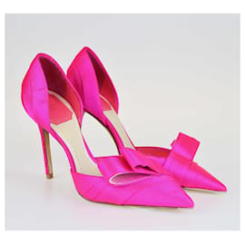 Christian Dior-Zapatos de tacón con lazo D'Orsay en rosa neón Dior-Rosa