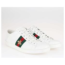 Gucci-Gucci White Bee Ace Trainer Sneakers-White