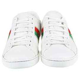 Gucci-Baskets Ace Ace brodées blanches Gucci-Rouge