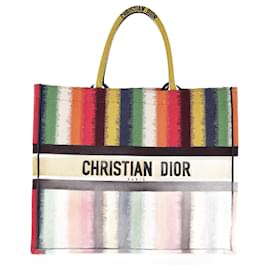 Dior-Bolsa livro listrada grande multicolorida Dior-Multicor