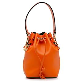 Fendi-Fendi Mini Leather Mon Tresor Orange-Orange