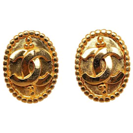 Chanel-Chanel CC Clip On Earrings Gold-Golden