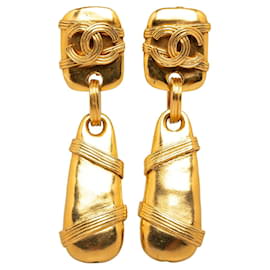 Chanel-Chanel CC Drop Earrings Gold-Golden