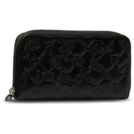 Chanel-Chanel Matelasse Lucky Symbols Patent Zip-Around Wallet Black-Black