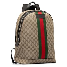 Gucci-Gucci GG Supreme Web Backpack Brown-Brown