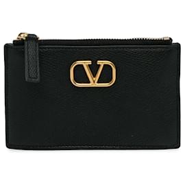 Valentino-Valentino Leather Cardholder Black-Black