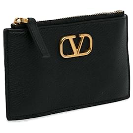 Valentino-Valentino Leather Cardholder Black-Black
