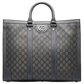 Gucci-Gucci Large GG Supreme Ophidia Satchel Gray-Other