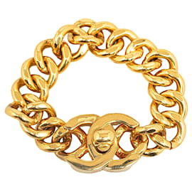 Chanel-Pulseira Chanel CC Turnlock Corrente Ouro-Dourado