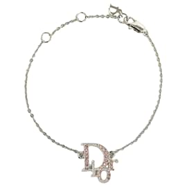 Dior-Dior Logo Rhinestone Bracelet Silver-Silvery
