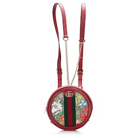 Gucci-Gucci GG Supreme Flora Ophidia Runder Rucksack Rot-Rot