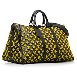 Louis Vuitton-Louis Vuitton Monograma Tuffetage Triângulo Keepall Bandouliere 50 amarelo-Amarelo