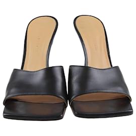Bottega Veneta-Bottega Veneta Black Stretch Square Toe Slide Sandals-Black