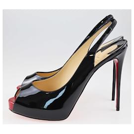 Christian Louboutin-Christian Louboutin – Private Number – Peep-Toe-Sandalen in Schwarz-Schwarz