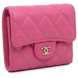 Chanel-Portafoglio in pelle Chanel CC Caviar Rosa-Rosa