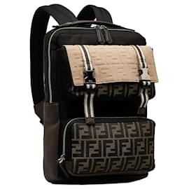 Fendi-Fendi Zucca Multi Pocket Backpack Brown-Brown