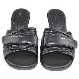 Christian Dior Dior Slide-Sandalen aus schwarzem Cannage-Leder mit Evolution-Absatz Schwarz