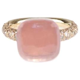 Pomellato-Pomellato Nudo Mxi Rose Quartz 18K Ros Gold Diamond Ring Size 54-Golden