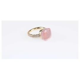 Pomellato-Pomellato Nudo Mxi Rose Quartz 18K Ros Gold Diamond Ring Size 54-Golden