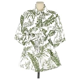 Zimmermann-Zimmermann Blanc/Mini-robe portefeuille verte à ceinture Lexi-Vert