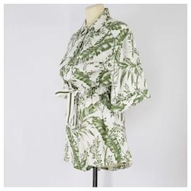 Zimmermann-Zimmermann Blanc/Mini-robe portefeuille verte à ceinture Lexi-Vert