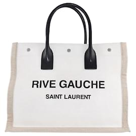 Saint Laurent-Saint Laurent Greige/Natural Rive Gauche Shopper Tote-Other