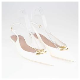 Valentino-Ballerine Slingback in pelle bianca con logo V Valentino-Bianco