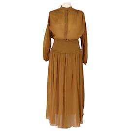 Zimmermann-Conjunto de falda y camisa de manga larga marrón de Zimmermann-Castaño