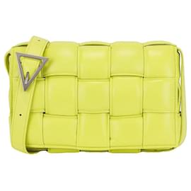Bottega Veneta-BOTTEGA VENETA Cassette medium padded intrecciato shoulder bag in acid kiwi color.-Yellow,Light green