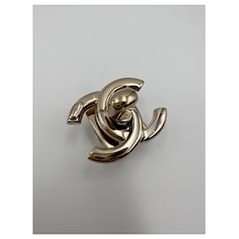 Chanel-CHANEL fecho original CC turnlock em ouro brilhante-Dourado