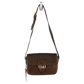 Céline-Triomphe Leather Shoulder Bag-Brown