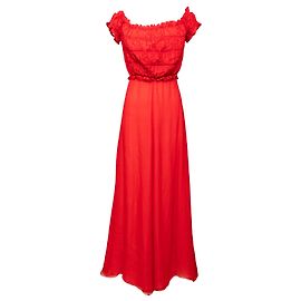 Valentino Off-shoulder Long Dres Red