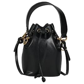 Fendi-FENDI Calfskin Mini Mon Tresor 2Way Bucket Bag in Black-Black