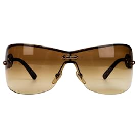 Gucci-Óculos de sol gradiente sem aro Gucci Brown GG marrom-Marrom