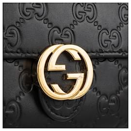 Gucci-Portefeuille long à verrouillage Gucci GG-Noir