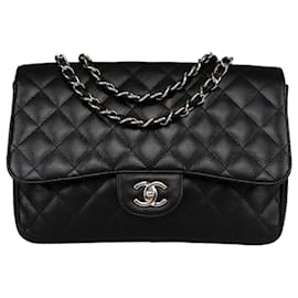 Chanel-Chanel – Zeitlose Jumbo-Tasche aus Lammleder mit einzelner Klappe-Schwarz