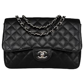 Chanel-Borsa a patta singola Jumbo Timeless in pelle di agnello Chanel-Nero