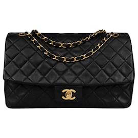 Chanel-Chanel Quilted Lambskin 24K Gold Medium Single Flap Bag-Black