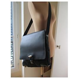 Montblanc-Black leather bag.-Black