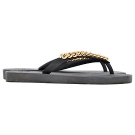 Giuseppe Zanotti Chain Hollywood Slides in Black Rubber Black