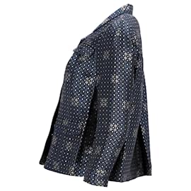 Miu Miu-Miu Miu Printed Jacket in Blue Acetate-Blue