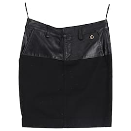 Gucci-Minifalda de tubo Gucci en cuero y algodón negro-Negro