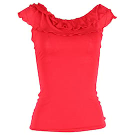 Dior-Christian Dior Ruffled Top in Red Viscose-Red