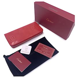 Cartier-Burgundy Patent Leather Happy Birthday Wallet Coin Purse-Dark red