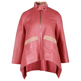 Hermès-Chaqueta asimétrica Hermes en cuero rosa-Rosa