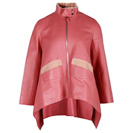 Hermès-Hermes Asymmetric Jacket in Pink Leather-Pink