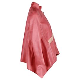 Hermès-Veste asymétrique Hermes en cuir rose-Rose