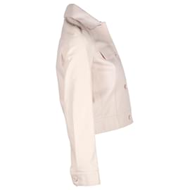 Hermès-Veste Hermès en cuir rose pastel-Rose,Autre